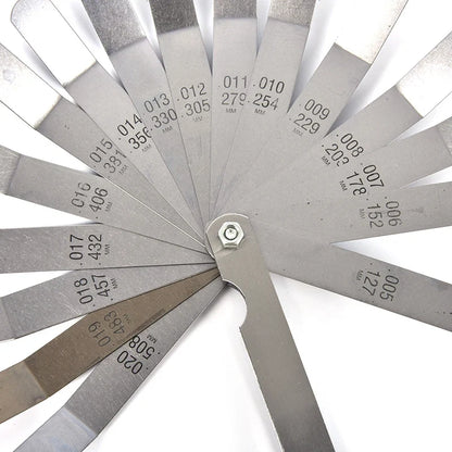 Curved Stainless Steel Feeler Gauge 16 Blades | Metric Gap Measuring Tool 0.05-1mm