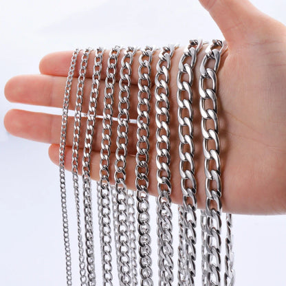 Stainless Steel Curb Cuban Link Chain Necklace | Unisex Punk Choker Jewelry