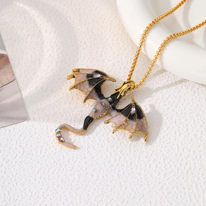 Goth Fly Dragon Pendant Necklace | Punk Snake Chain Choker for Men and Women