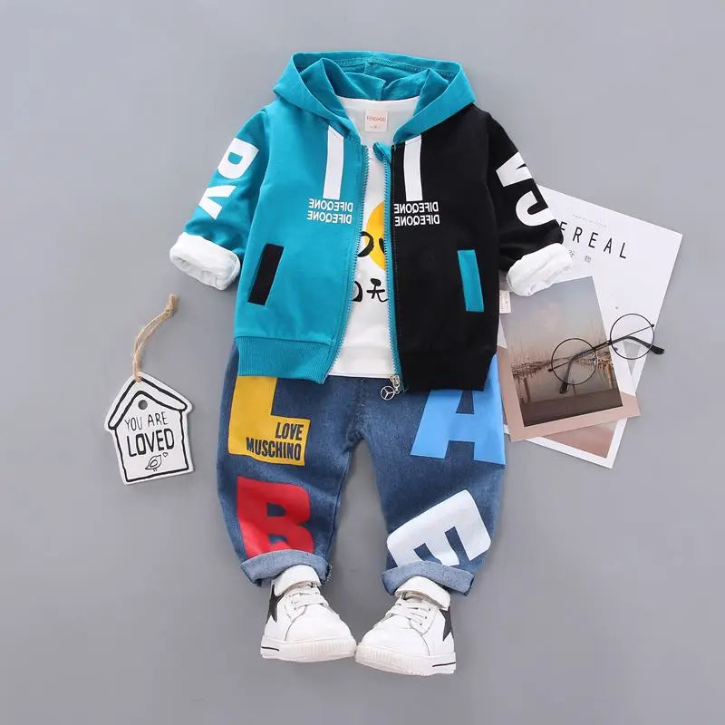 Spring and Autumn Boys Clothing Set Girls' Spring and Autumn Leisure Three piece Set Infant and Young Children's Clothing