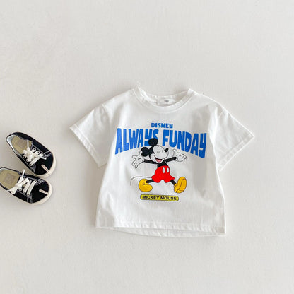 Fashion Casual T-shirt Children's Clothing Printed Cartoon Kids Short Sleeve Tops Tees Boutique Boys Girls Clothes O-neck Tshirt
