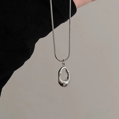 Irregular Pendant Necklace for Women | Stainless Steel Snake Chain Minimalist Jewelry