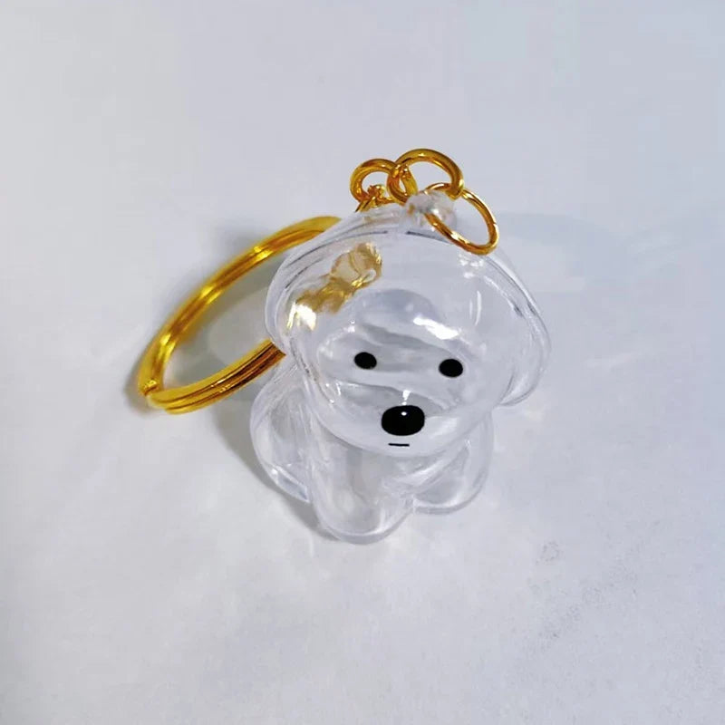 Clear Puppy Hair Memorial Keepsake Capsule | Pet Fur Display Keychain