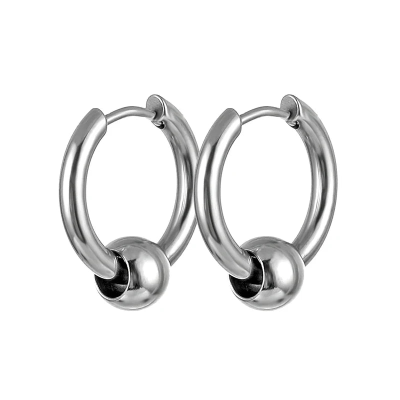 2pc Punk Cross Feather Stud Earrings | Unisex Stainless Steel Hoop Earrings