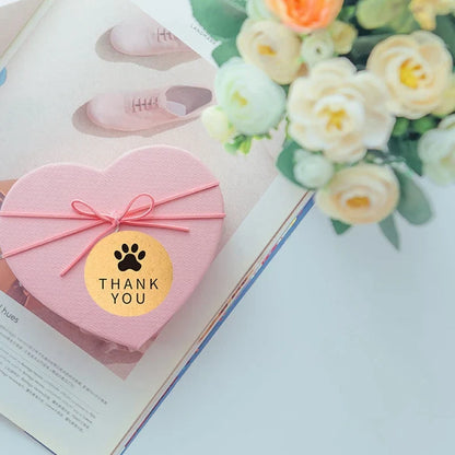 1 Inch Gold Foil Paw Thank You Stickers | Cute Business Supplies