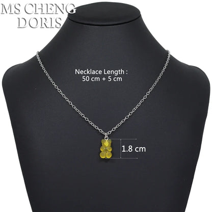 33 Styles Cute Resin Gummy Bear Chain Necklaces | Candy Color Pendant Jewelry for Women
