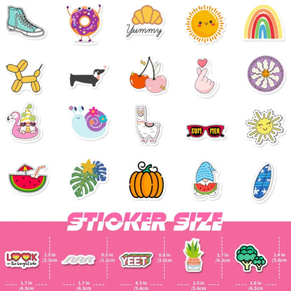 100PCS Kawaii Cute Stickers – VSCO Aesthetic Stickers for Kids, Laptops, Water Bottles, Phones & DIY Decoration