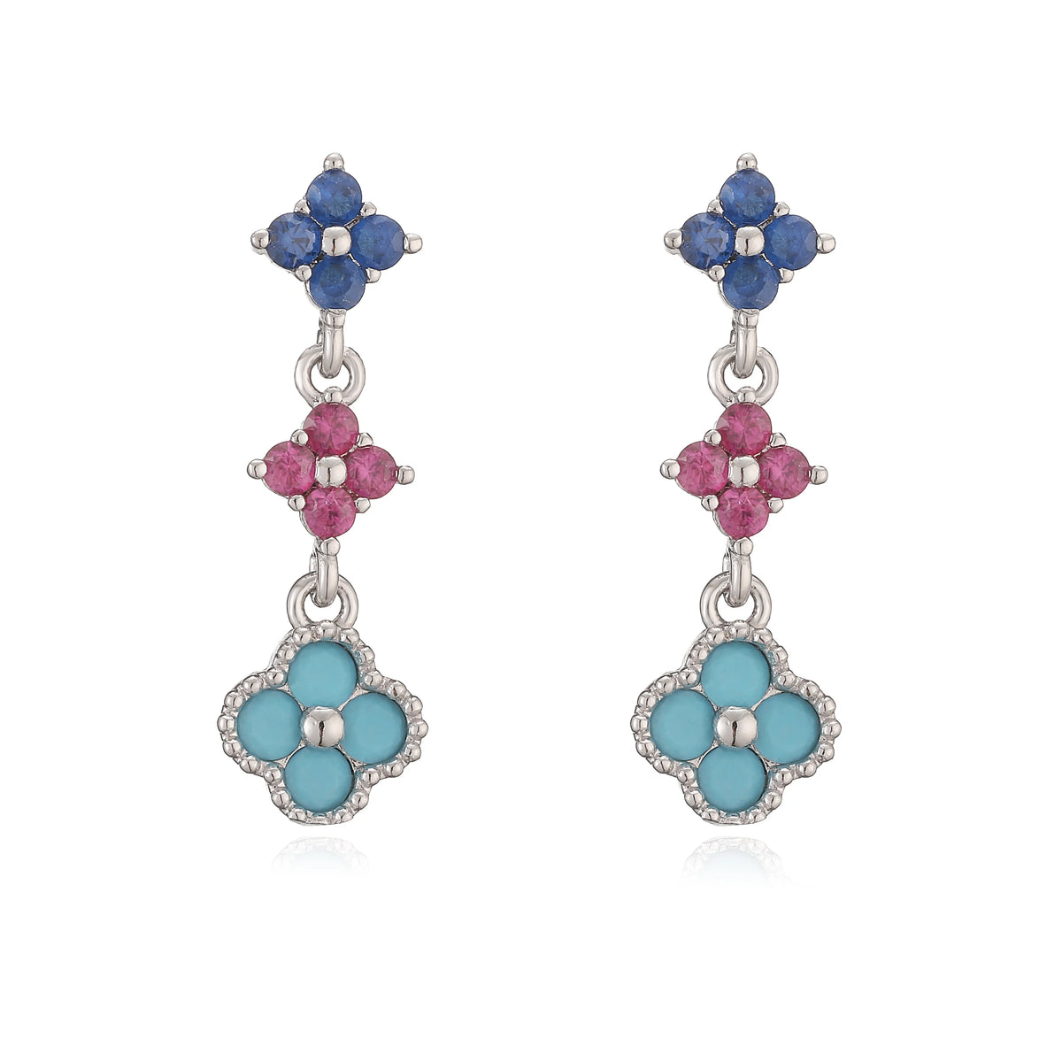 Sparkling Zirconia Floral Tassel Stud Earrings | French Banquet Style Jewelry