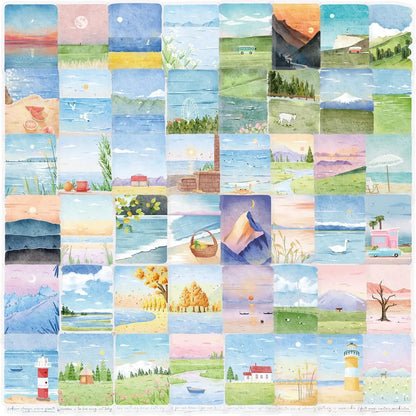 Transparent Mountain Sea Sticker Pack | 50 Clear PET Waterproof Decals for Scrapbooking