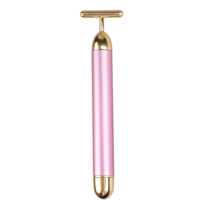 24K Electric Face-Lifting Rose Gold Stick T-Shaped Facial Massager | Skin Tightening Beauty Tool