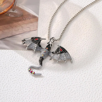 Goth Fly Dragon Pendant Necklace | Punk Snake Chain Choker for Men and Women