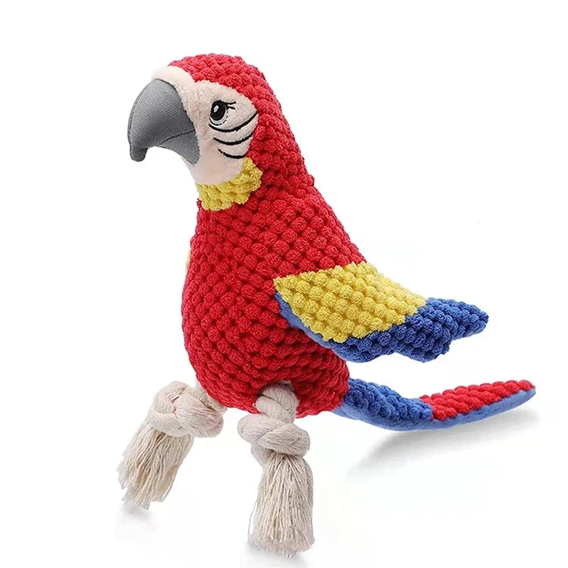 Indestructible Plush Parrot Dog Toy – Squeaky Chew Toy for Small & Large Dogs