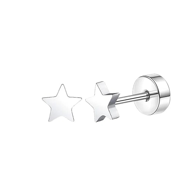 Stainless Steel Crystal Stud Earrings Set | Star Heart Butterfly Cartilage Tragus Helix Piercing Jewelry