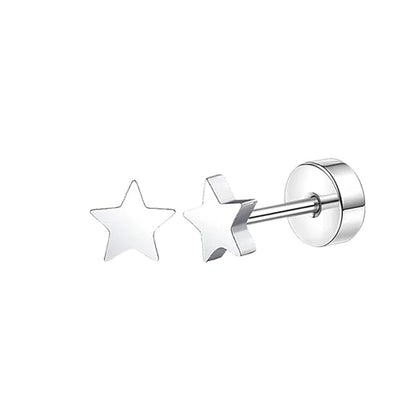 Stainless Steel Crystal Stud Earrings Set | Star Heart Butterfly Cartilage Tragus Helix Piercing Jewelry