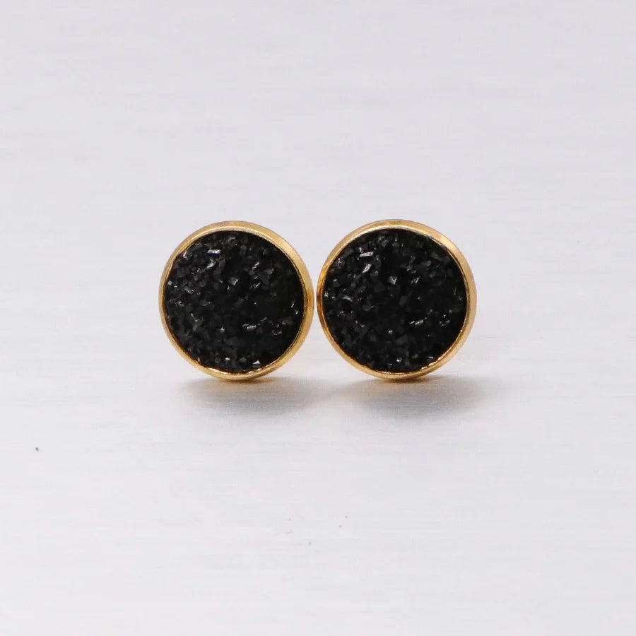 Glitter Resin Stud Earrings Set | Colorful Stainless Steel Jewelry