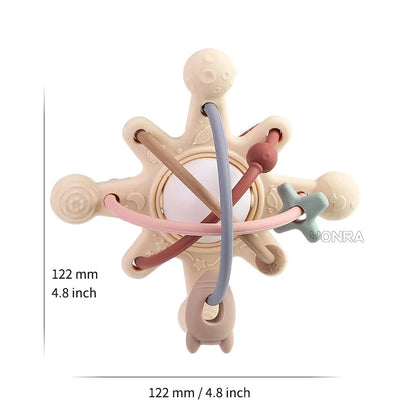 Rattle & Sensory Teether Bed Bell – Silicone Montessori Baby Toy for Newborns, 0-36 Months, Development & Gift