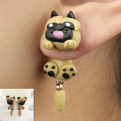 Handmade Polymer Clay Animal Earrings | Cute Dinosaur Cat Dog Stud Earrings for Women