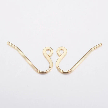 10pc IP 304 Stainless Steel Earring Hooks with Vertical Loop | Golden Stud Earring Findings