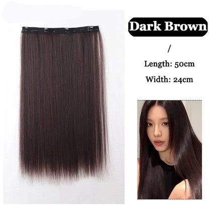 Synthetic Long Straight Clip In Hair Extension | 4 Clips Hidden Hair Piece Wig