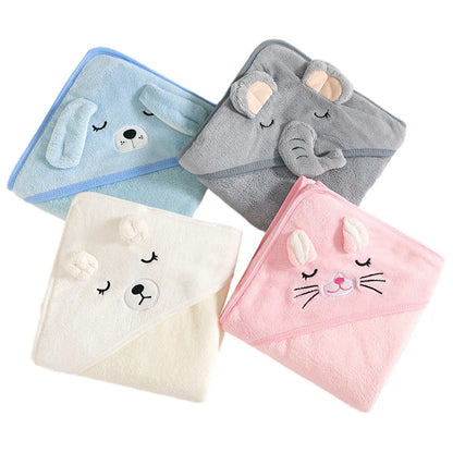 Cartoon Animal Baby Bath Towel | Soft Hooded Toddler Bathrobe for Boys Girls