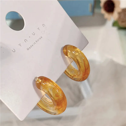 C-Shape Resin Hoop Earrings | Colorful Geometric Acrylic Jewelry for Women