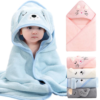 Cartoon Animal Baby Bath Towel | Soft Hooded Toddler Bathrobe for Boys Girls