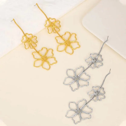 Gold Leaf Drop Earrings | Long Geometric Statement Jewelry for Women