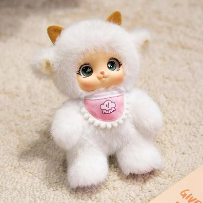 18cm Kawaii Animal Plush Toys – Cute Vinyl Face Rabbit, Bear & Sheep Pendant for Kids, Bag Charm & Gift for Animal Lovers