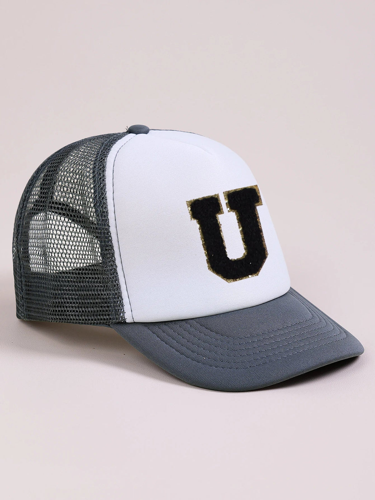 1pc Gray Hat With 26-Letter Pattern | Kids Baseball Cap for Boys and Girls