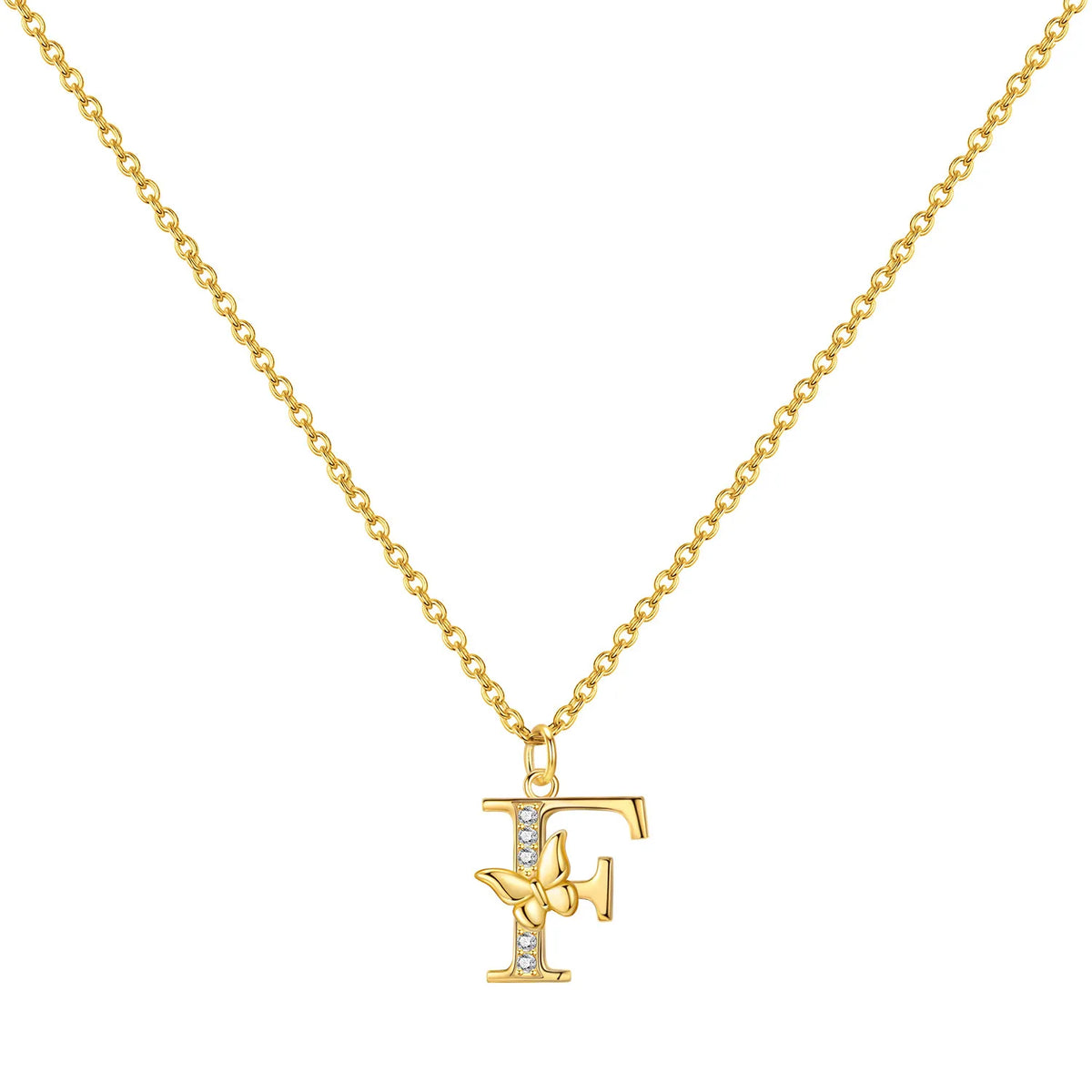 925 Sterling Silver Butterfly Initial Necklace | 26 Letter Y-Shaped Pendant for Women