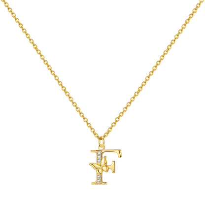 925 Sterling Silver Butterfly Initial Necklace | 26 Letter Y-Shaped Pendant for Women