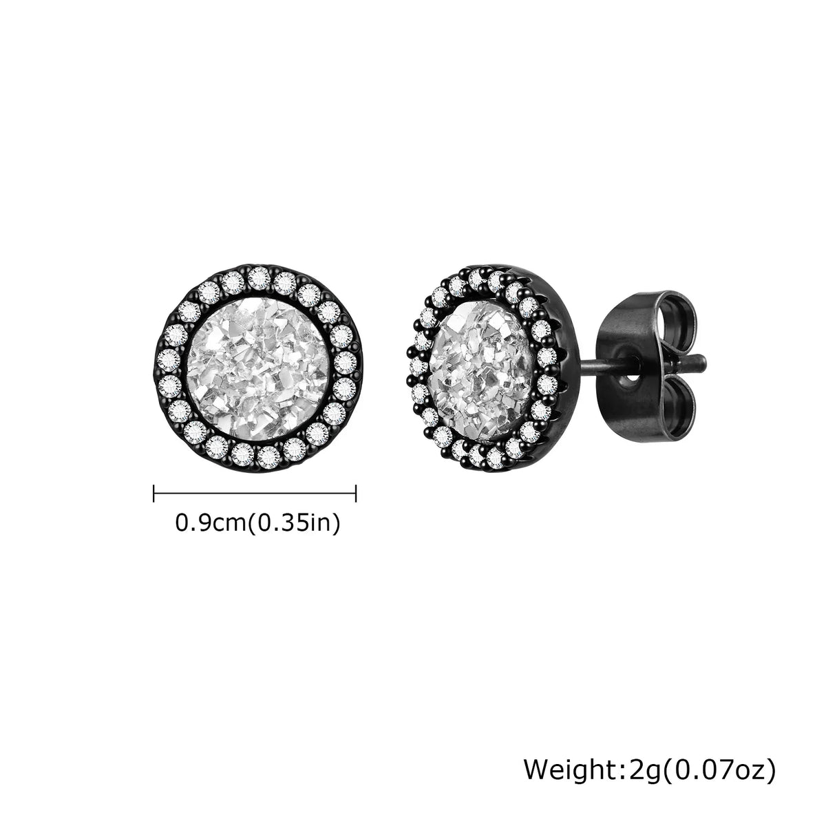 Shattered Zircon Stud Earrings for Men Boys | Hypoallergenic Round Minimalist Jewelry Gift