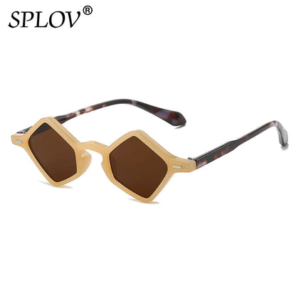 New Fashion Ins Popular Small Polygon Square Sunglasses Women Clear Ocean Lens Shades Men Trending Rivets Sun Glasses UV400