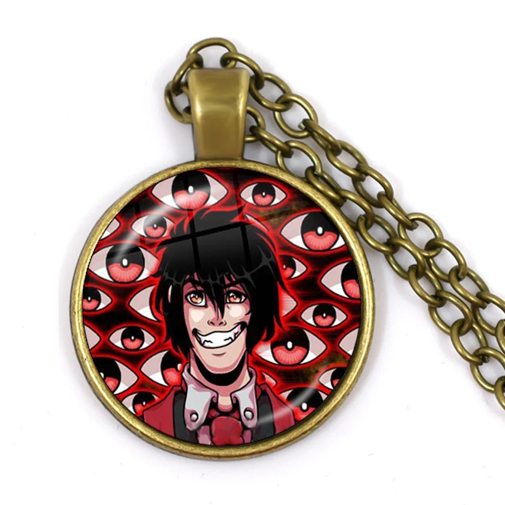 Gothic Alucard Pentagram Pendant Necklace | 25mm Glass Cabochon Statement Jewelry