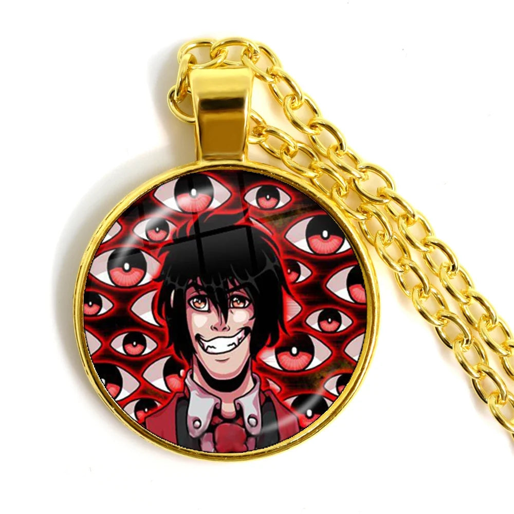 Gothic Alucard Pentagram Pendant Necklace | 25mm Glass Cabochon Statement Jewelry