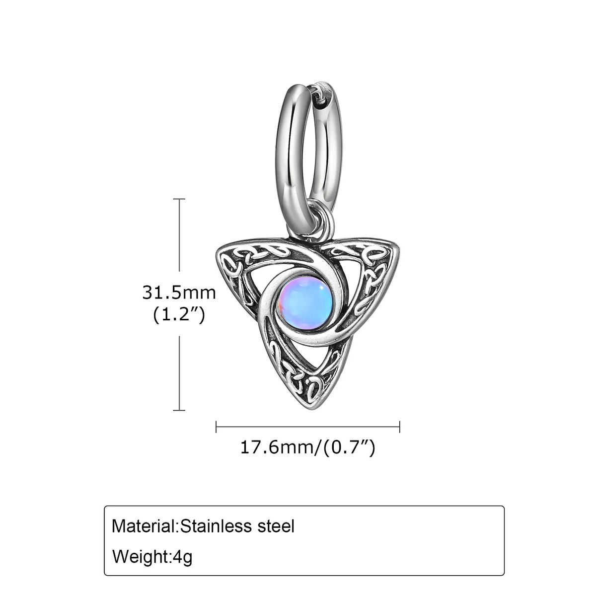 Geometric Triangle Earrings for Men | Viking Natural Stone Huggies Hoop Earrings