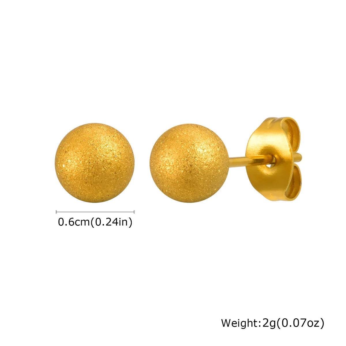Gold Plated Stainless Steel Stud Earrings Set | 10mm 8mm 6mm Round Ball Earrings for Women