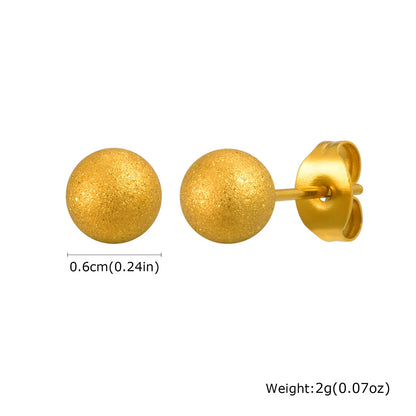 Gold Plated Stainless Steel Stud Earrings Set | 10mm 8mm 6mm Round Ball Earrings for Women