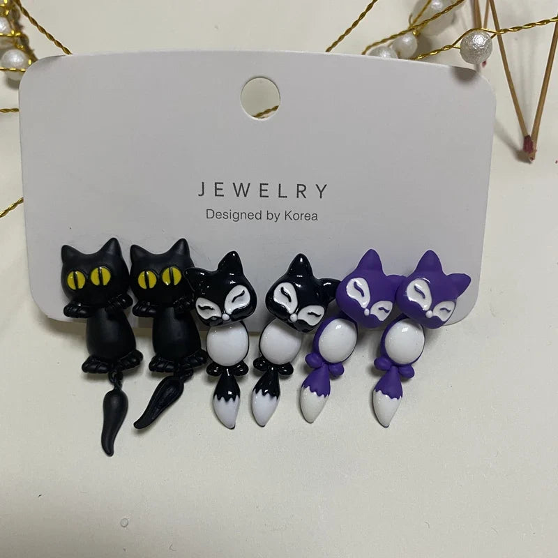 Handmade Polymer Clay Animal Earrings | Cute Dinosaur Cat Dog Stud Earrings for Women