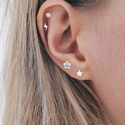 5PCS Heart Tragus Piercing Stud Earring Set | Small Lobe Stud Earrings Cartilage Piercing Helix Jewelry Barbell Stud Piercing Lot
