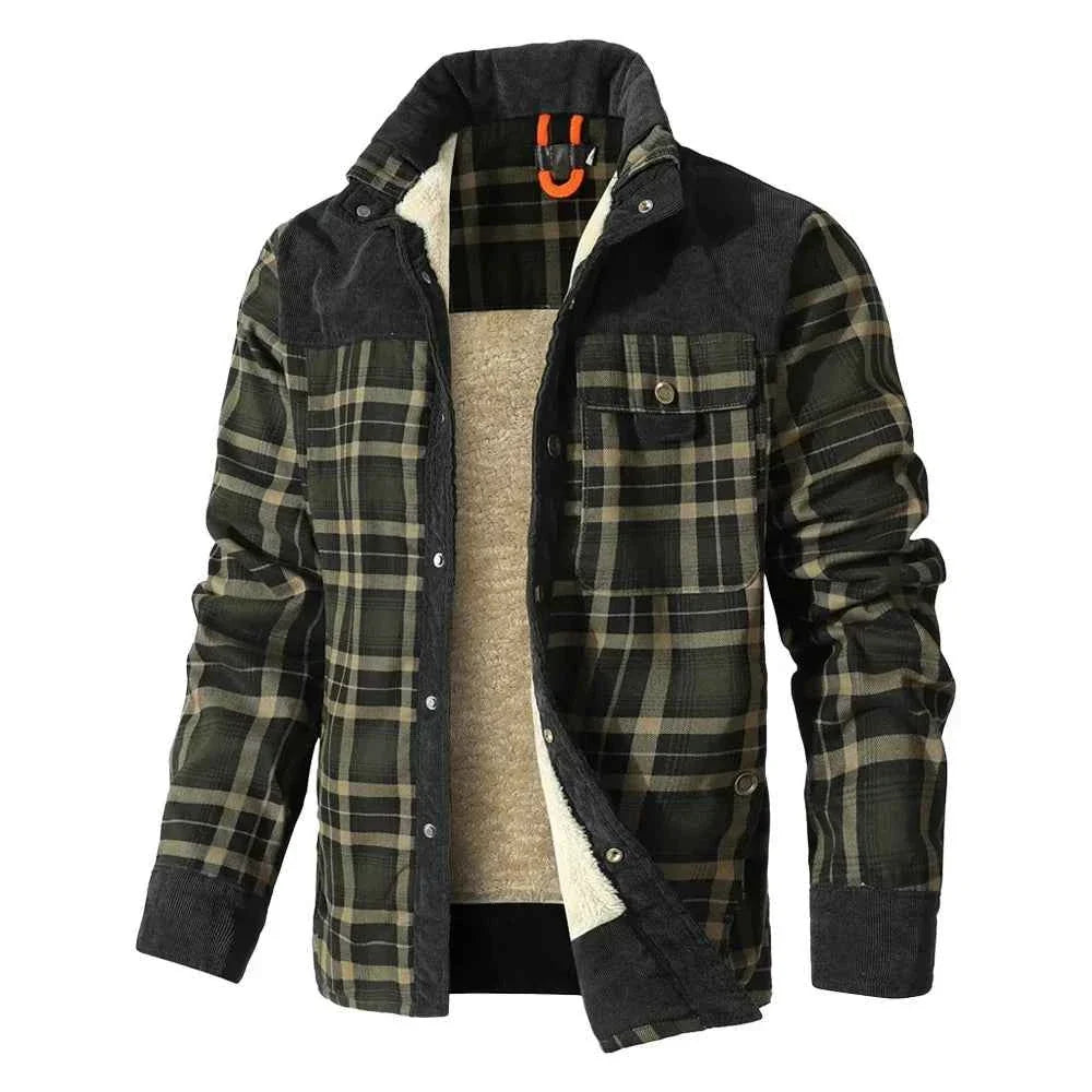 Men's Jackets Winter Windproof Warm Casual Bomber Coat Plaid Sherpa Lined Flannel Outdoor Classic Jacket Men US Size
