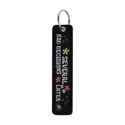 No Risk No Fun Embroidery Keychain | Motorcycle Key Fob Gift