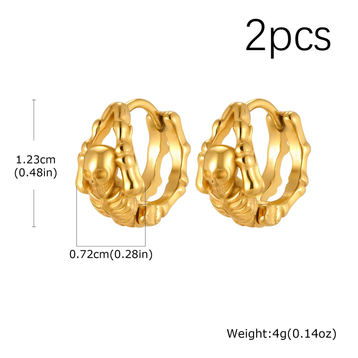 Punk Skeleton Hoop Earrings for Men | Never Fade Metal Huggies