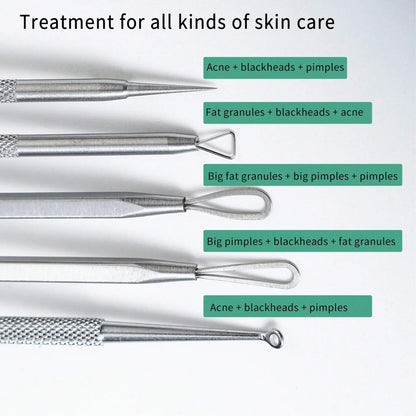Stainless Steel Blackhead Remover Tool Kit | Professional Facial Cleanser Set with Storage Box