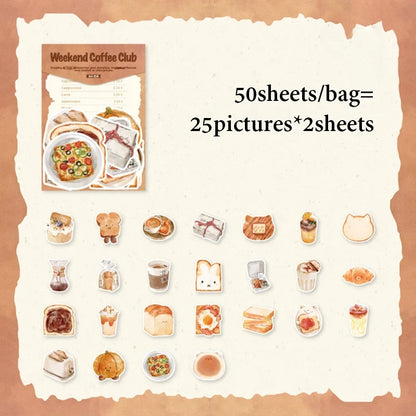 Mr.Paper Sweet Collection Washi Stickers | 50 Watercolor Food & Coffee Stickers for Journaling