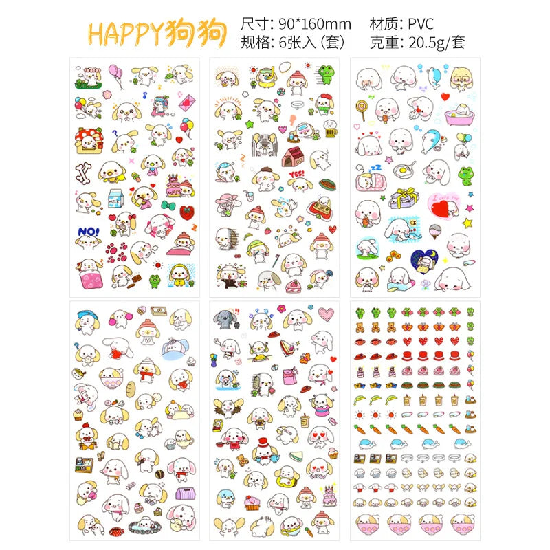 6Pcs Waterproof Cartoon Sticker Set | Cute DIY Decals for Laptops, Phones, and Planners