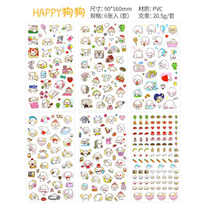 6Pcs Waterproof Cartoon Sticker Set | Cute DIY Decals for Laptops, Phones, and Planners