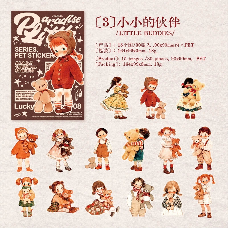 30pcs Cute Girl Stickers for DIY Planner Scrapbooking | Lovely Paradise Decal Pack