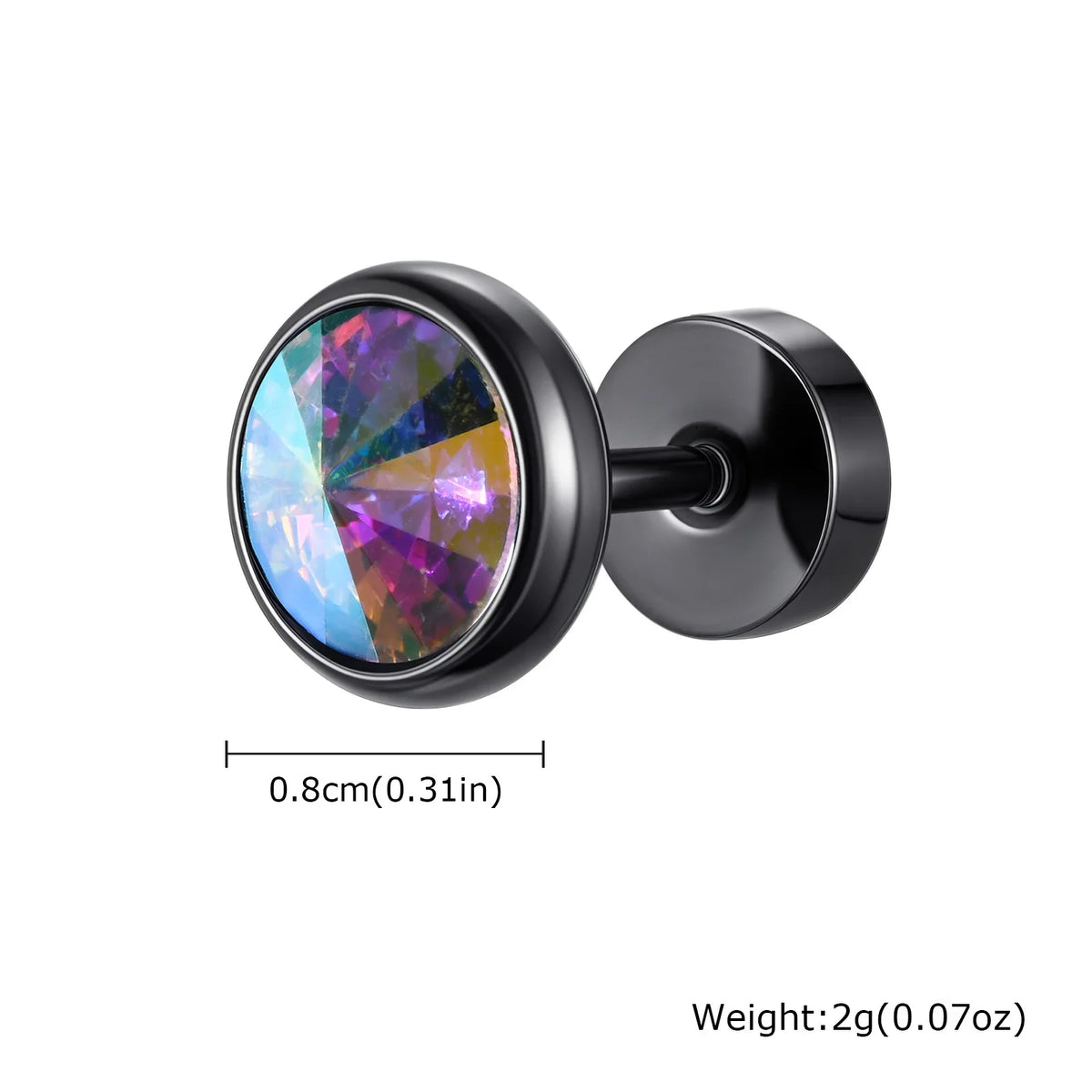 Stainless Steel Men’s Earrings | 8mm Multi-Faceted Screw Back Stud