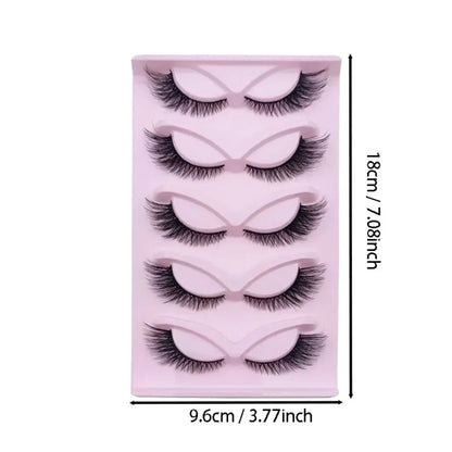 5 Pairs Cat Eye Lashes Wispy Fake Lashes | Fluffy Winged Strip Lashes